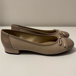 Geox Tan Flats with Bow Detail and Low Heel